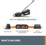WORX 14" Cordless Lawn Mower, 2 in 1 Electric Mower Cuts Quietly, Compact & Lightweight Push Lawn Mower with 6-Position Height - Image 6