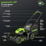 Greenworks 60V 17" Brushless Cordless Push Lawn Mower, 2-in-1 Mulching/Bagging, 4.0Ah Battery and 3A Charger(40min Runtime)  Patio, Lawn & Garden - Size : 60V 17" Push + Blower (4.0Ah) - Image 2