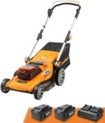 LawnMaster 48V MAX Electric Lawn Mower, 19-inch Brushless Cordless Lawn Mower with 2X24V MAX 4.0Ah Battery and a Dual Charger-CLMF4819A  Patio, Lawn & Garden - Color : 19-Inch-Orange