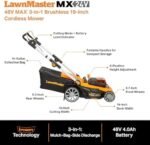 LawnMaster 48V MAX Electric Lawn Mower, 19-inch Brushless Cordless Lawn Mower with 2X24V MAX 4.0Ah Battery and a Dual Charger-CLMF4819A  Patio, Lawn & Garden - Color : 19-Inch-Orange - Image 8