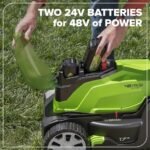 Greenworks 48V (24V x 2) 17" Cordless (Push) Lawn Mower (200+ Compatible Tools), (2) 4.0Ah Batteries and Dual Port Rapid Charger Included  Everything Else - Size : 17" (2 x 4.0Ah) - Image 4