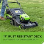 Greenworks 60V 17" Brushless Cordless Push Lawn Mower, 2-in-1 Mulching/Bagging, 4.0Ah Battery and 3A Charger(40min Runtime) : Patio, Lawn & Garden - Image 8