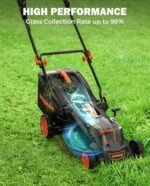 40V 19" Cordless Lawn Mower, Brushless Push Lawn Mower w/ 13.2Gal Bag, 98% Grass Collection, 3-Step Quicker Foldable, 6-Position Height Adjustment Meets Various Cutting Needs  Patio, Lawn & Garden - Color : A-Black&Orange - Image 5