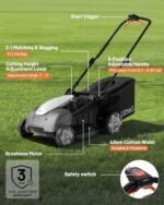 Litheli 18-inch 40V Brushless Lawn Mower for Garden Yards, Lightweight Cordless Lawn Mower Battery Powered with 6-Position Height Adjustment, 2x5.0Ah Battery Included  Patio, Lawn & Garden - Color : Gray - Image 2