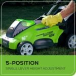 Greenworks 40V 16" (Push) Cordless Lawn Mower, 4.0Ah Battery (1/3 Acre, Push Button Start, Compatible with 75+ Tools)  Walk Behind Lawn Mowers : Patio, Lawn & Garden - Size : 21" Self-Propelled (5.0Ah) + LED Lights - Image 6