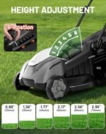 Litheli 18-inch 40V Brushless Lawn Mower for Garden Yards, Lightweight Cordless Lawn Mower Battery Powered with 6-Position Height Adjustment, 2x5.0Ah Battery Included  Patio, Lawn & Garden - Color : Gray - Image 7