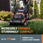 WORX 14" Cordless Lawn Mower, 2 in 1 Electric Mower Cuts Quietly, Compact & Lightweight Push Lawn Mower with 6-Position Height - Image 2