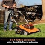 LawnMaster 48V MAX Electric Lawn Mower, 19-inch Brushless Cordless Lawn Mower with 2X24V MAX 4.0Ah Battery and a Dual Charger-CLMF4819A  Patio, Lawn & Garden - Color : 19-Inch-Orange - Image 7