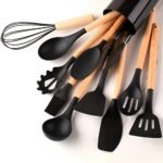 Silicone Kitchen Utensil Set – BPA-free, heat-resistant with wooden handles for cooking and baking - Image 2